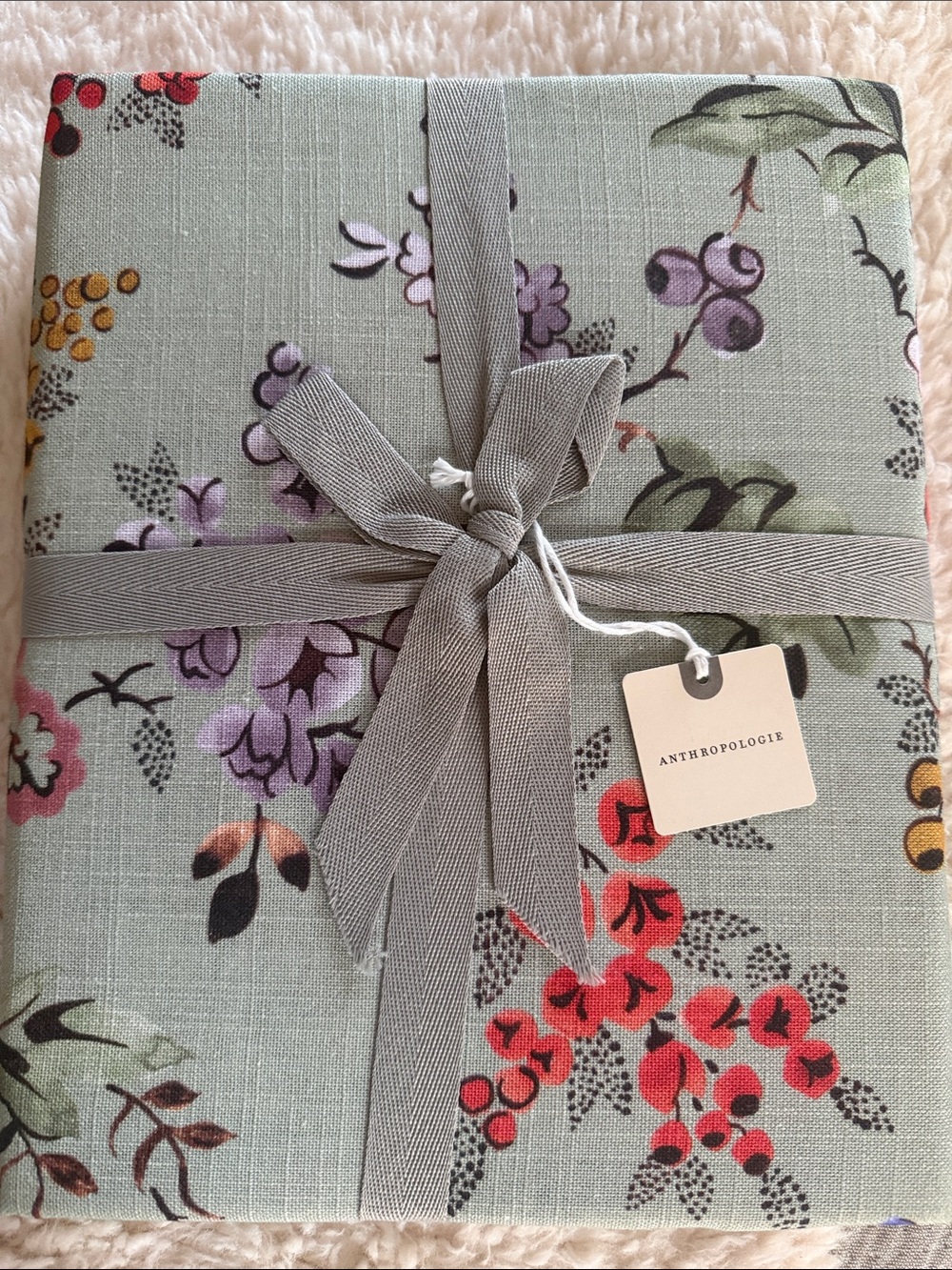 Anthropologie slub cotton flower Shower Curtain floral print soft sea light blue - Picture 3 of 4